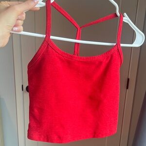 Red Spacedye Slim Racerback Beyond Yoga Crop Top